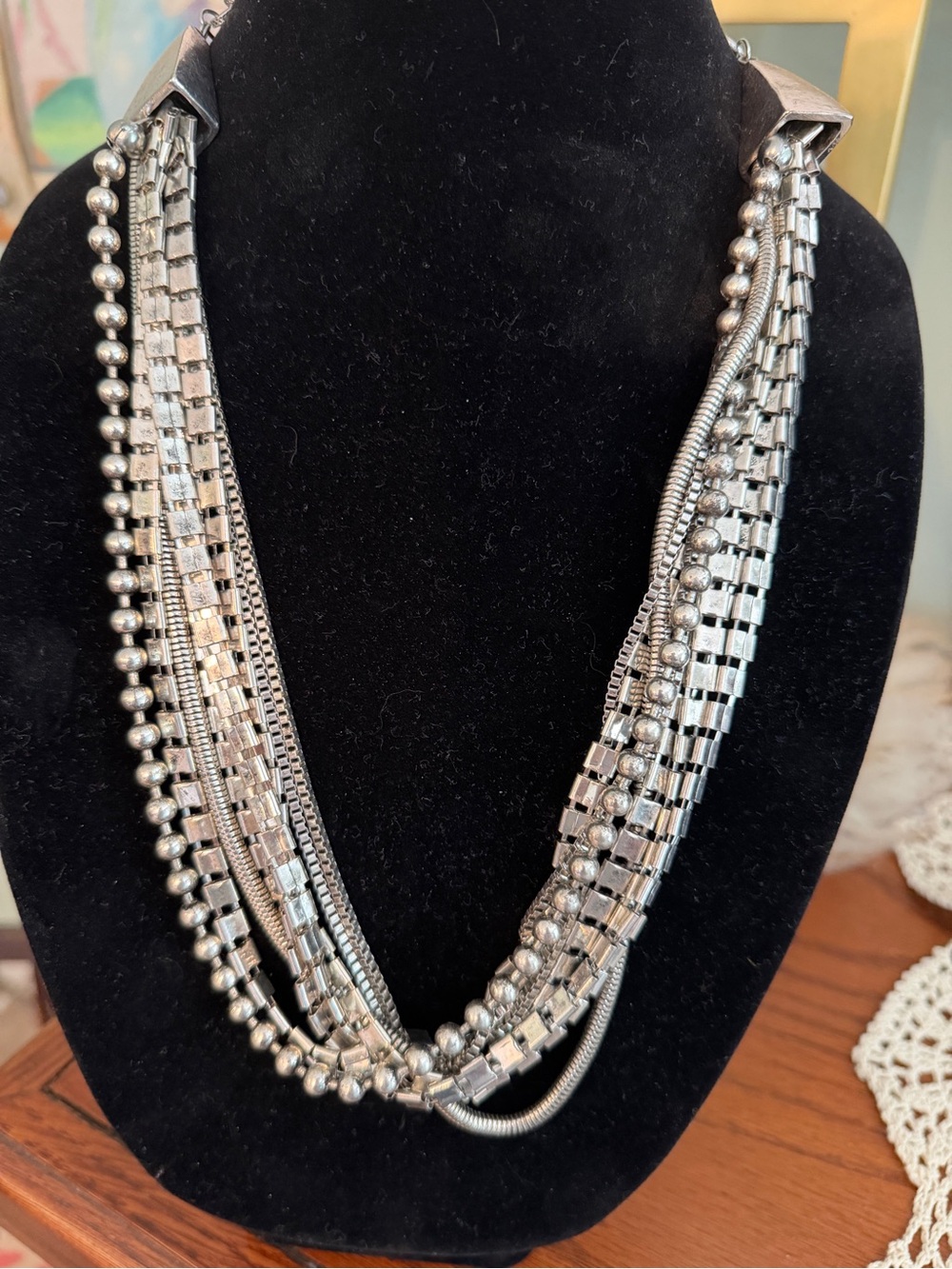 Silver Multi-Strand Statement Necklace - Women's Jewelry